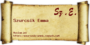 Szurcsik Emma névjegykártya